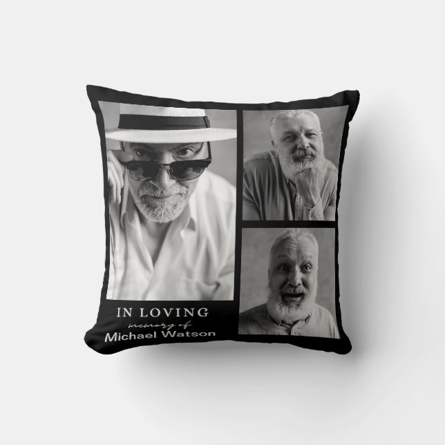 In Loving Memory Grandpa Funeral Memorial Keepsake Throw Pillow (Front)