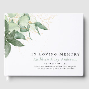 In Loving Memory Greenery Memorial Guest Book