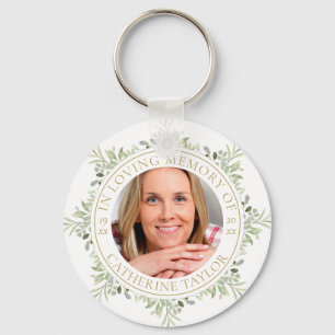 In Loving Memory Greenery Photo Keychain