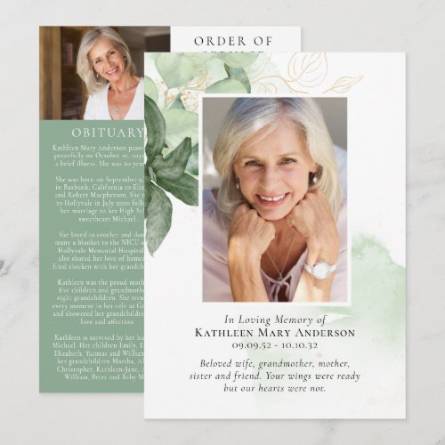 In Loving Memory Greenery Photo Memorial Service 