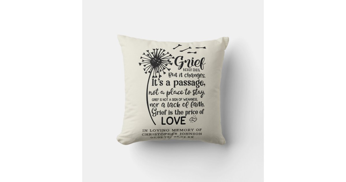 In Loving Memory Grief Never Ends Photo Tribute Throw Pillow | Zazzle