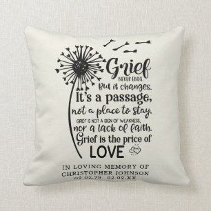In Loving Memory Grief Never Ends Photo Tribute Throw Pillow