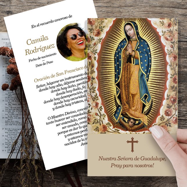 In Loving Memory Guadalupe Prayer Sympathy Cards (catholic, religious, celebration of life, in loving memory of, prayer cards for bereavement)