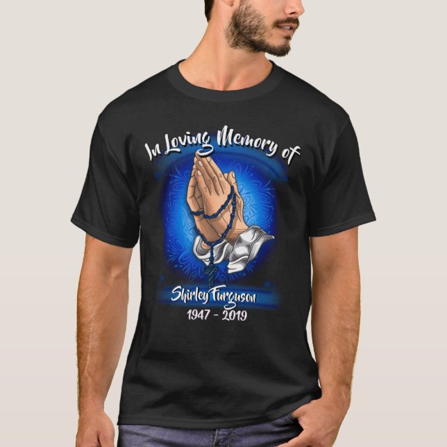 In loving memory  hands personalized blue T-Shirt (Front)