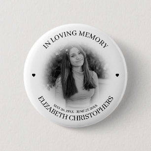 In Loving Memory Heart Custom Photo Memorial Button