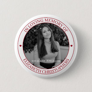 In Loving Memory Heart Custom Photo Memorial Button