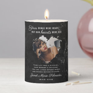 In Loving Memory   Heart Frame Photo Funeral   Pillar Candle