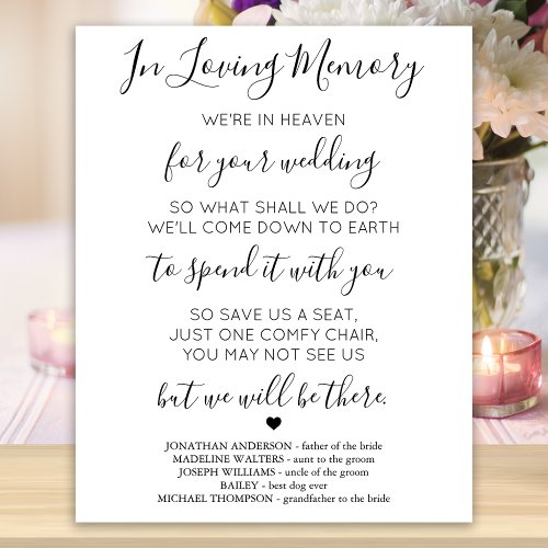 In Loving Memory Heaven Poem Wedding Memorial Poster