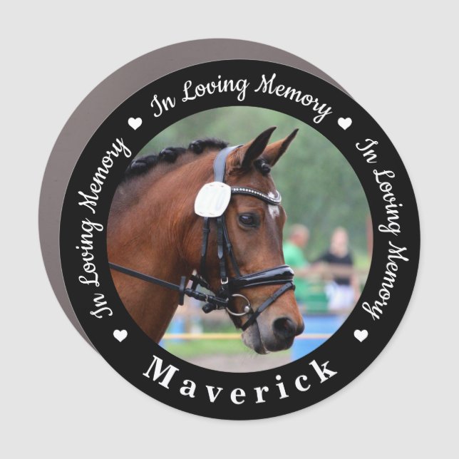 In Loving Memory Horse Loss Photo Pet Memorial Car Magnet (Front)