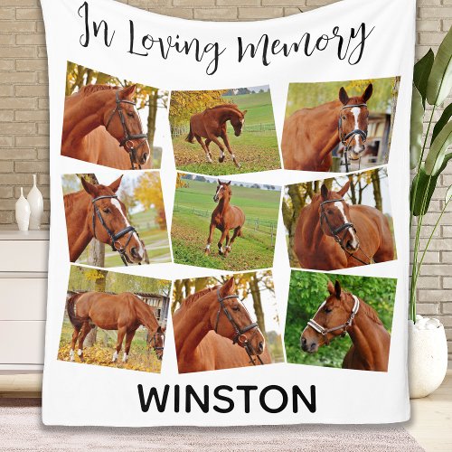 In Loving Memory Horse Memorial Photo Collage Fleece Blanket