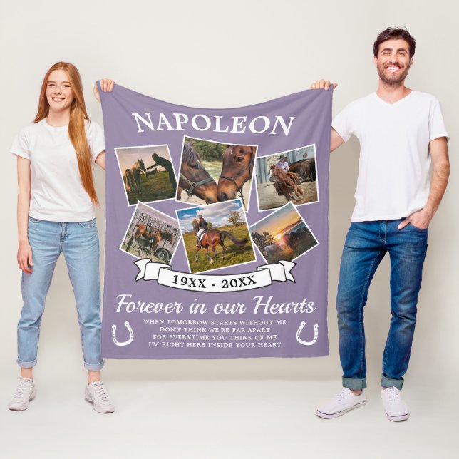 In Loving Memory Horse Purple Fleece Blanket (In Situ)