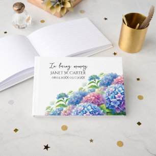 In Loving Memory Hydrangea Floral Funeral Guest Book