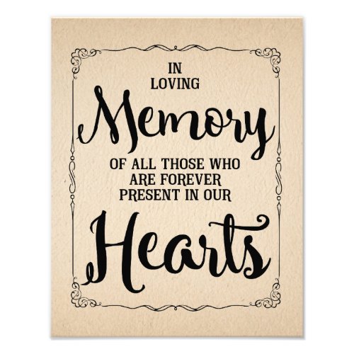 In loving memory in old style paper photo print