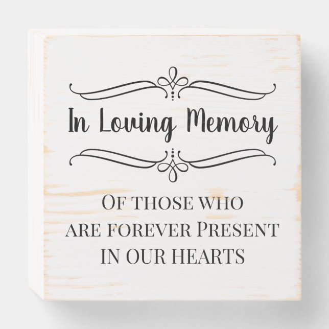 In Loving Memory in Our Hearts Wedding Reception Wooden Box Sign (Front Horizontal)