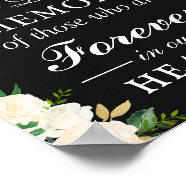 In Loving Memory Ivory White Floral Wedding Sign
