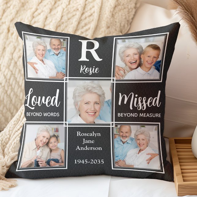 In Loving Memory Keepsake 5 Photo Memorial Throw Pillow (Creator Uploaded)