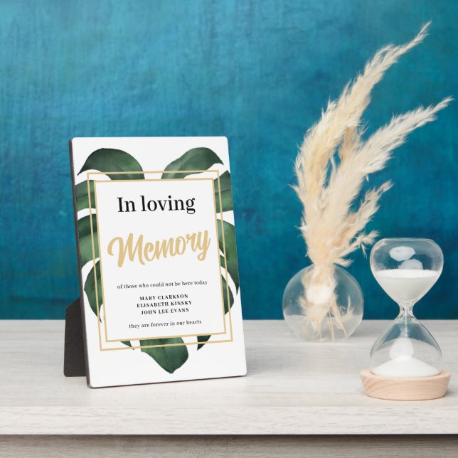 In loving memory Leaf wedding sign Tabletop Plaque (Side)