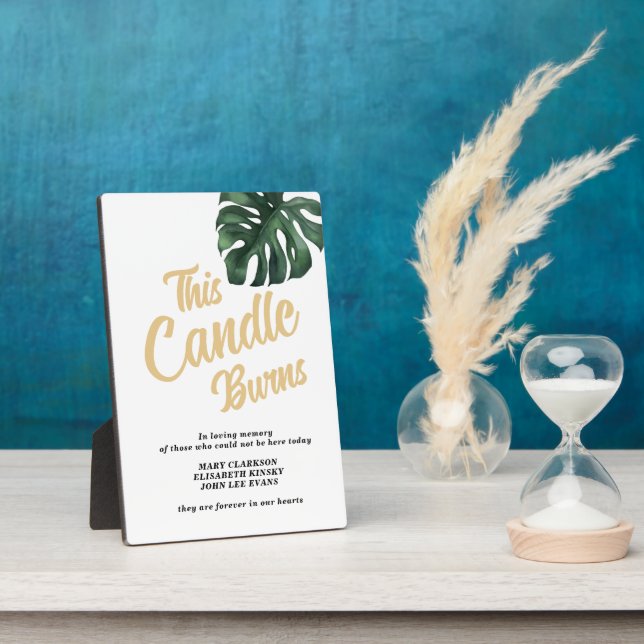 In loving memory Leaf wedding sign Tabletop Plaque (Side)