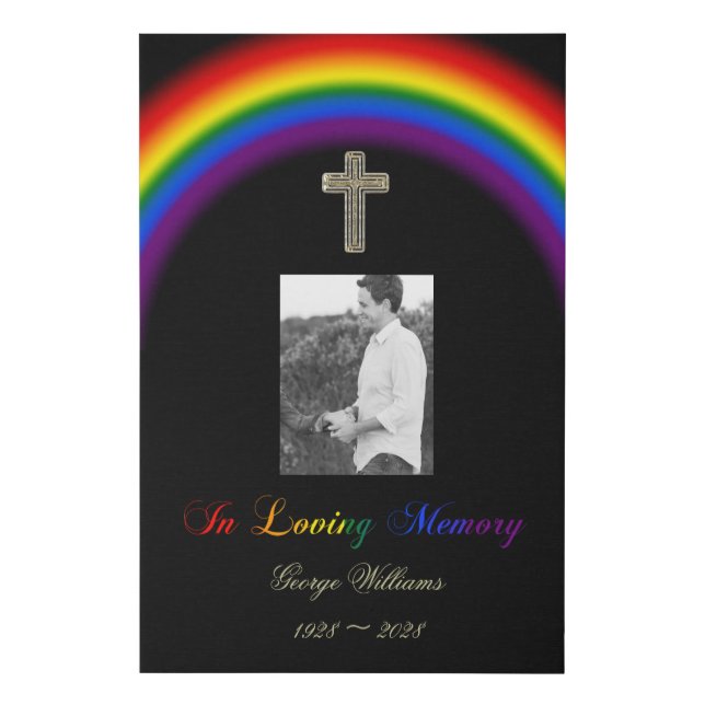 In Loving Memory LGBT Rainbow Gay Pride Add Photo Faux Canvas Print (Front)