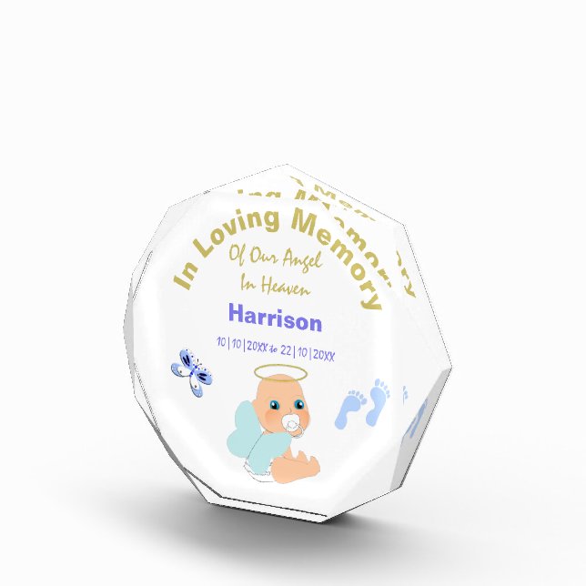 In Loving Memory Lost Baby Boy Personalized Acrylic Award (Right)