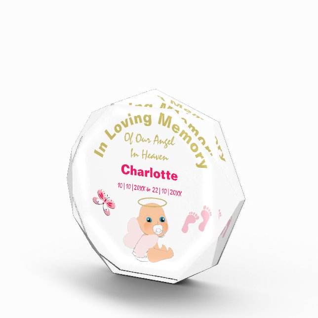 In Loving Memory Lost Baby Girl Personalized Acryl Acrylic Award (Right)