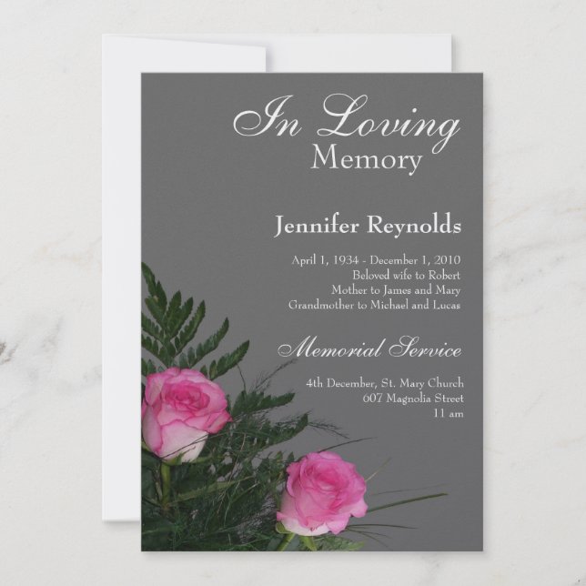 In Loving Memory Memorial Announcement (Front)