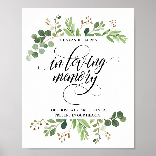 In Loving Memory Memorial Candle Burns Sign (Front)