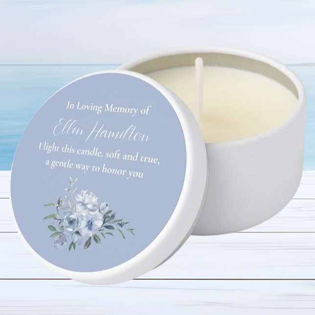 In Loving Memory Memorial Dusty Blue Mini Candle Favors (Creator Uploaded)