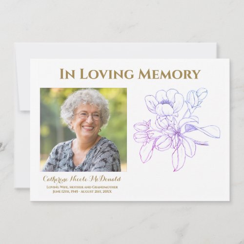 In Loving Memory Memorial Elegant Floral Announcement