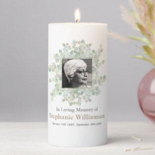 In loving Memory Memorial Eucalyptus Photo  Pillar Candle