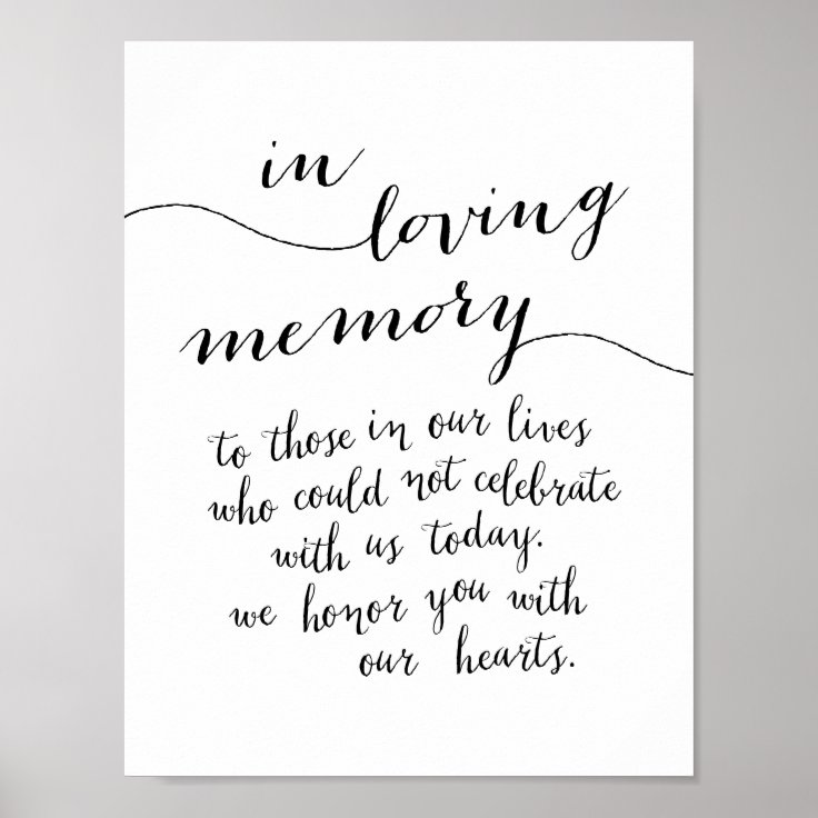 In loving memory memorial, funeral, Black Poster | Zazzle