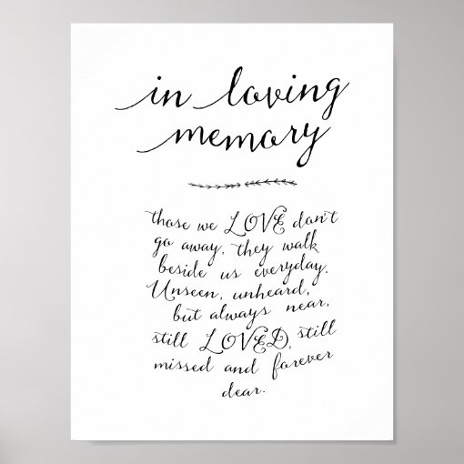 In loving memory memorial, funeral, Black Poster | Zazzle