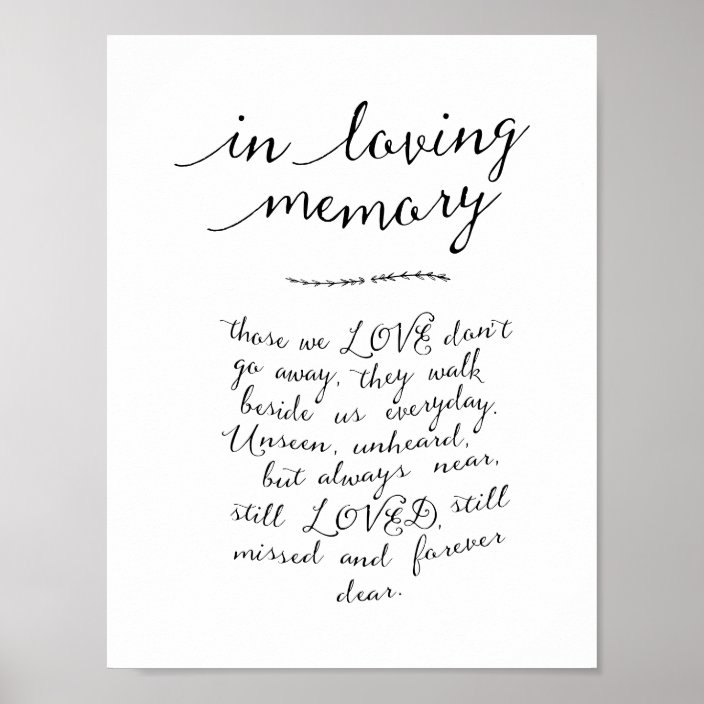 In loving memory memorial, funeral, Black Poster | Zazzle.com