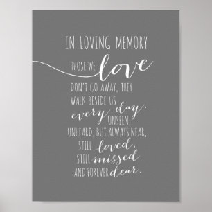 In loving memory memorial, funeral, Light Gray Poster