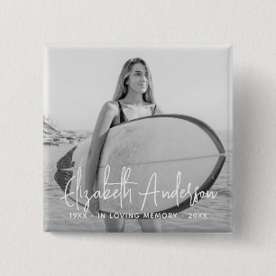 In Loving Memory Memorial Funeral Modern Photo Button