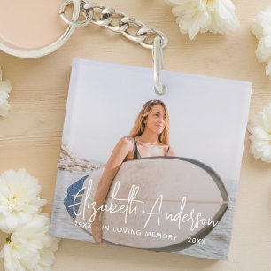 In Loving Memory Memorial Funeral Modern Photo Keychain
