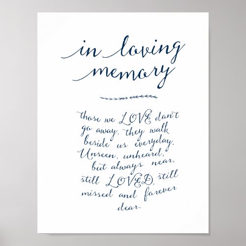 In loving memory memorial funeral Navy Blue Poster