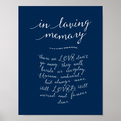 In loving memory memorial funeral Navy Blue Poster