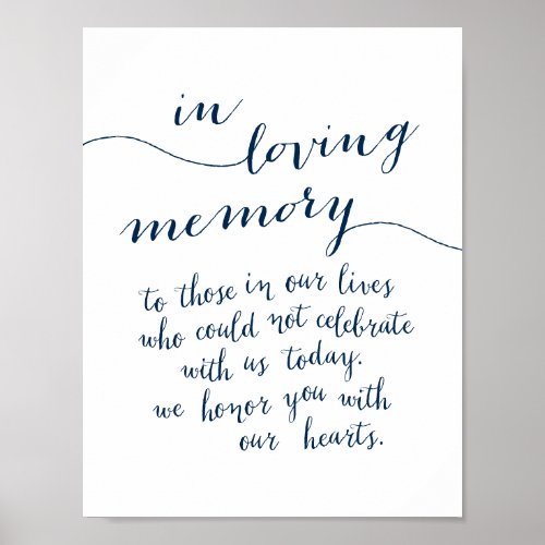 In loving memory memorial funeral Navy Blue Poster