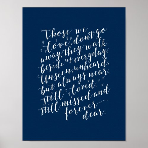 In loving memory memorial funeral Navy Blue Poster