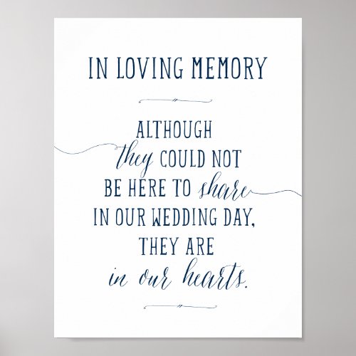 In loving memory memorial funeral Navy Blue Poster