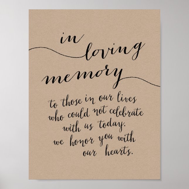 In loving memory memorial, funeral, Rustic Poster (Front)
