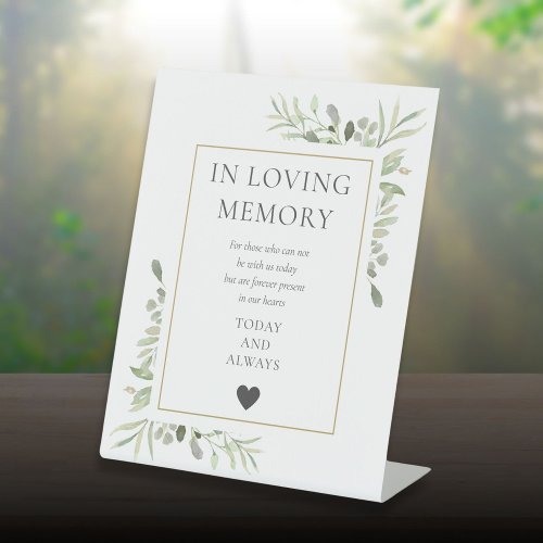 In Loving Memory Memorial Greenery Pedestal Sign