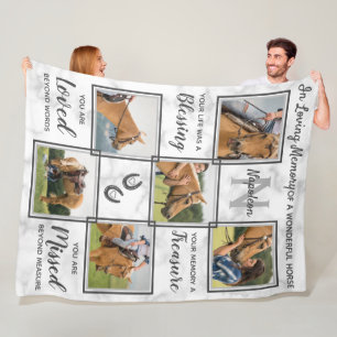 In Loving Memory - Memorial Horse Photo Collage Fleece Blanket
