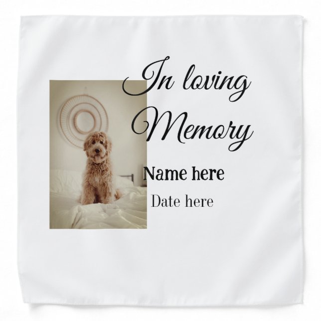 In loving memory memorial keepsake add pet name bandana (Front)