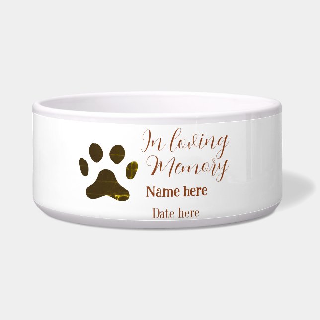 In loving memory memorial keepsake add pet name bowl (Front)