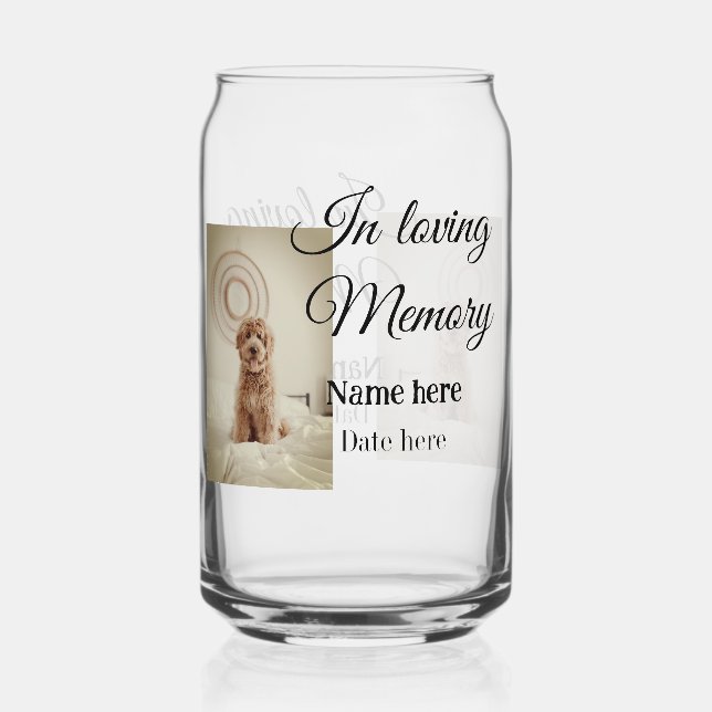 In loving memory memorial keepsake add pet name can glass (Front)