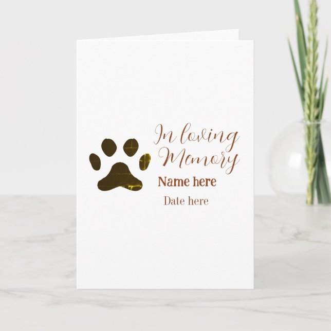 In loving memory memorial keepsake add pet name card (Front)