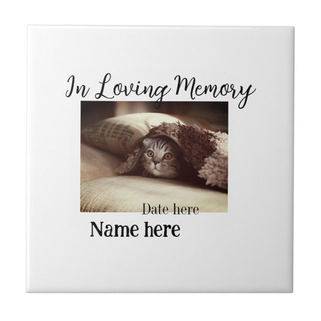 In loving memory memorial keepsake add pet name ceramic tile (Front)