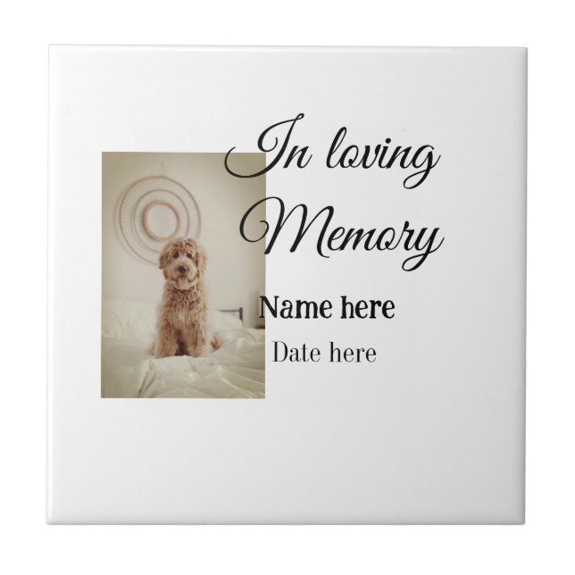 In loving memory memorial keepsake add pet name ceramic tile (Front)